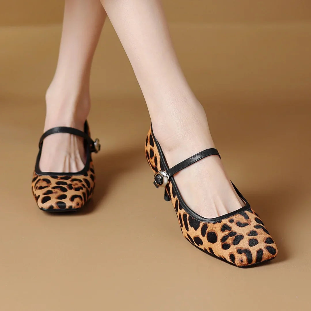 Leopards Step Mid-Heels