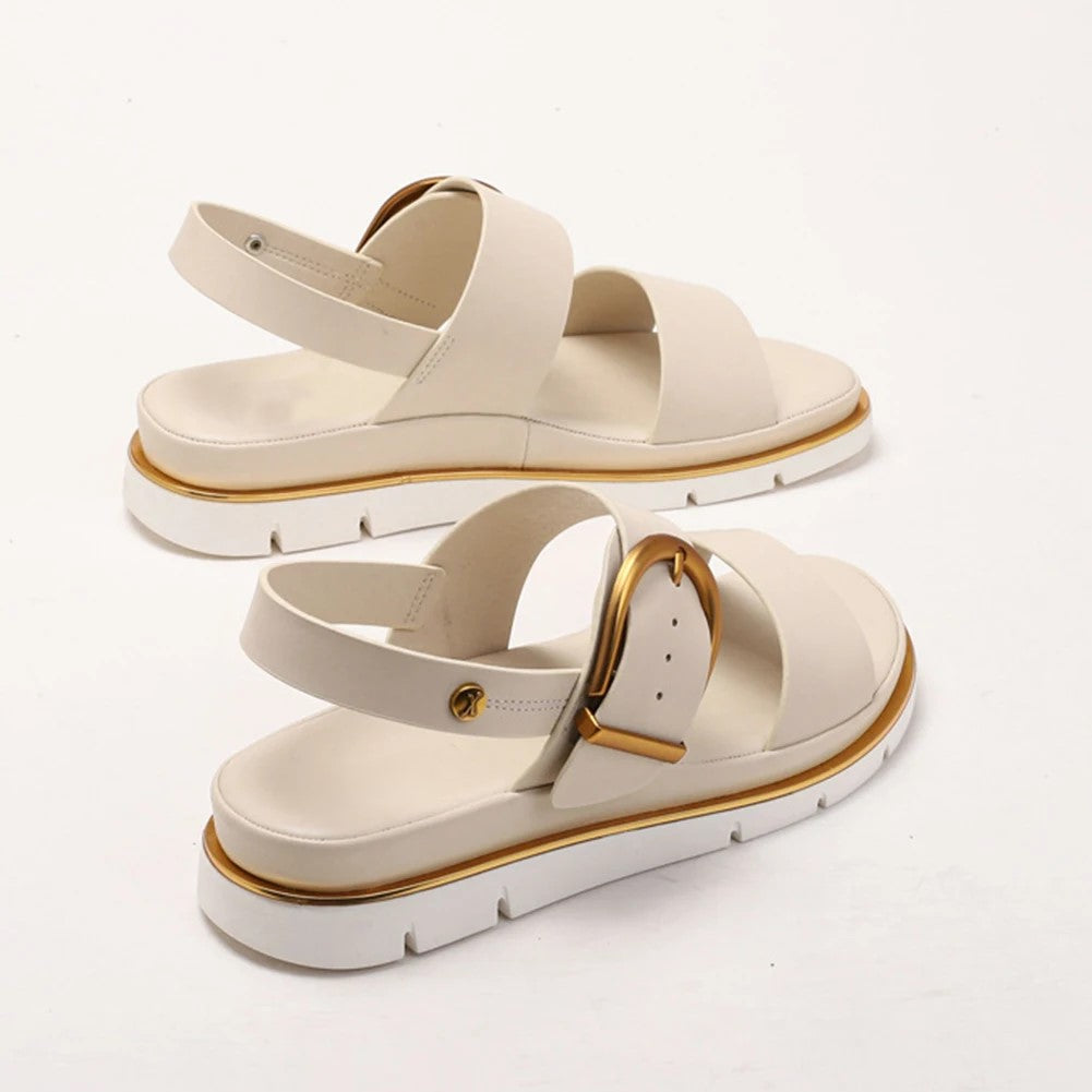 Valine Gold-Buckle Strap Sandals