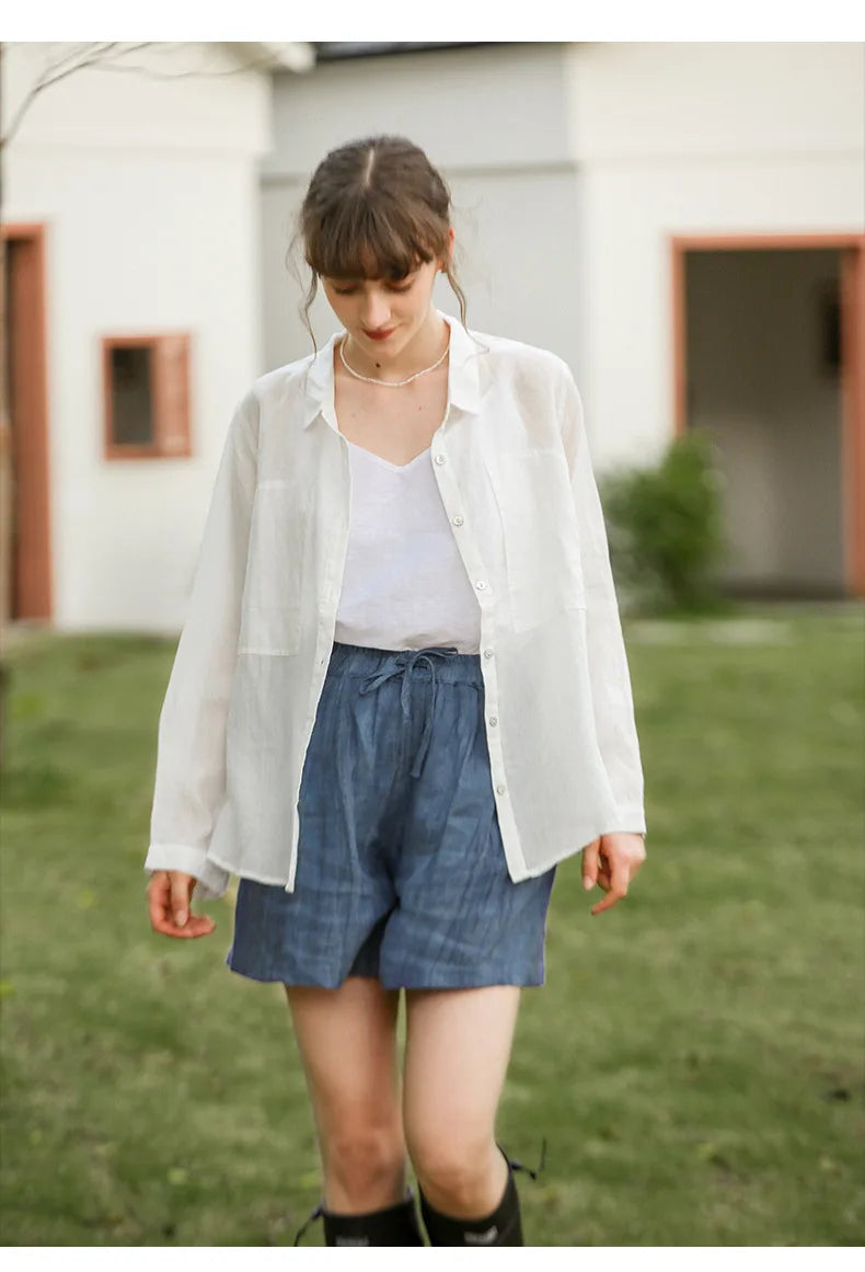 Olivia 100% Linen Summer Shorts
