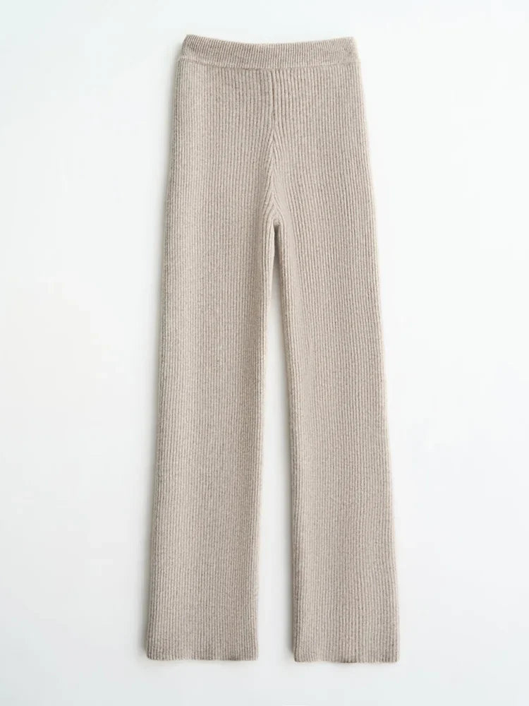 Wool Knitted Wide Leg Pants