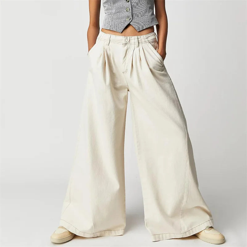 Rovina Pleated Wide-Leg Jeans