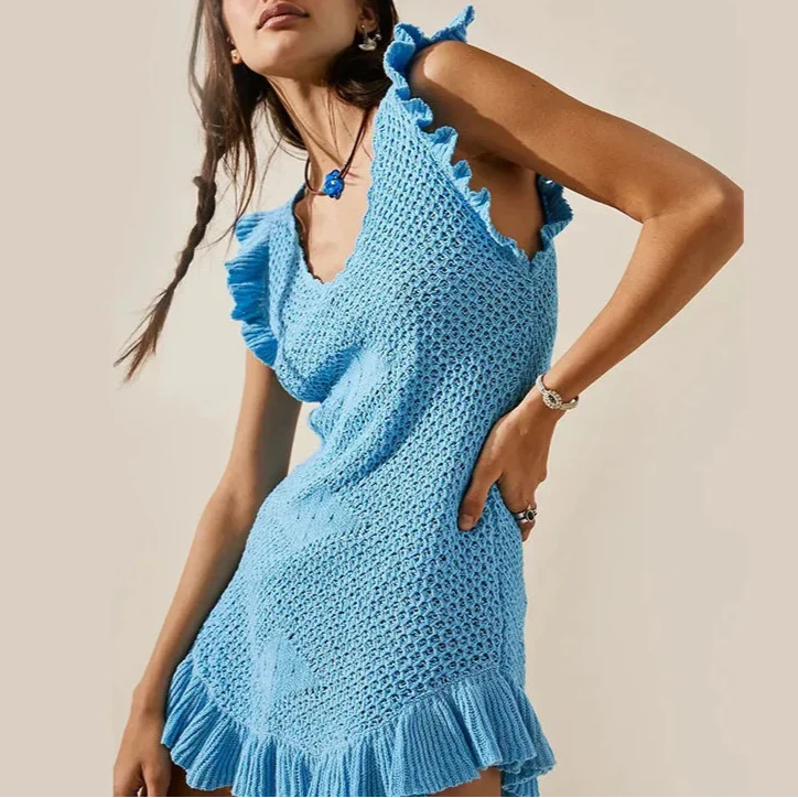 Maribelle Crochet Beach Mini Dress