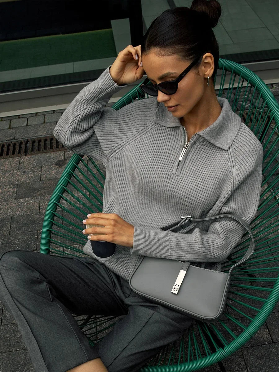 Marceau Ribbed Half-Zip Sweater
