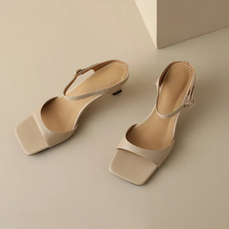 Rosa Belle Leather Heel Mules