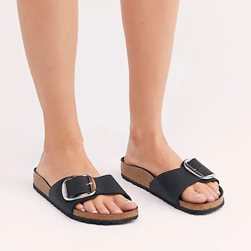 Brielle Buckle Cork Slides