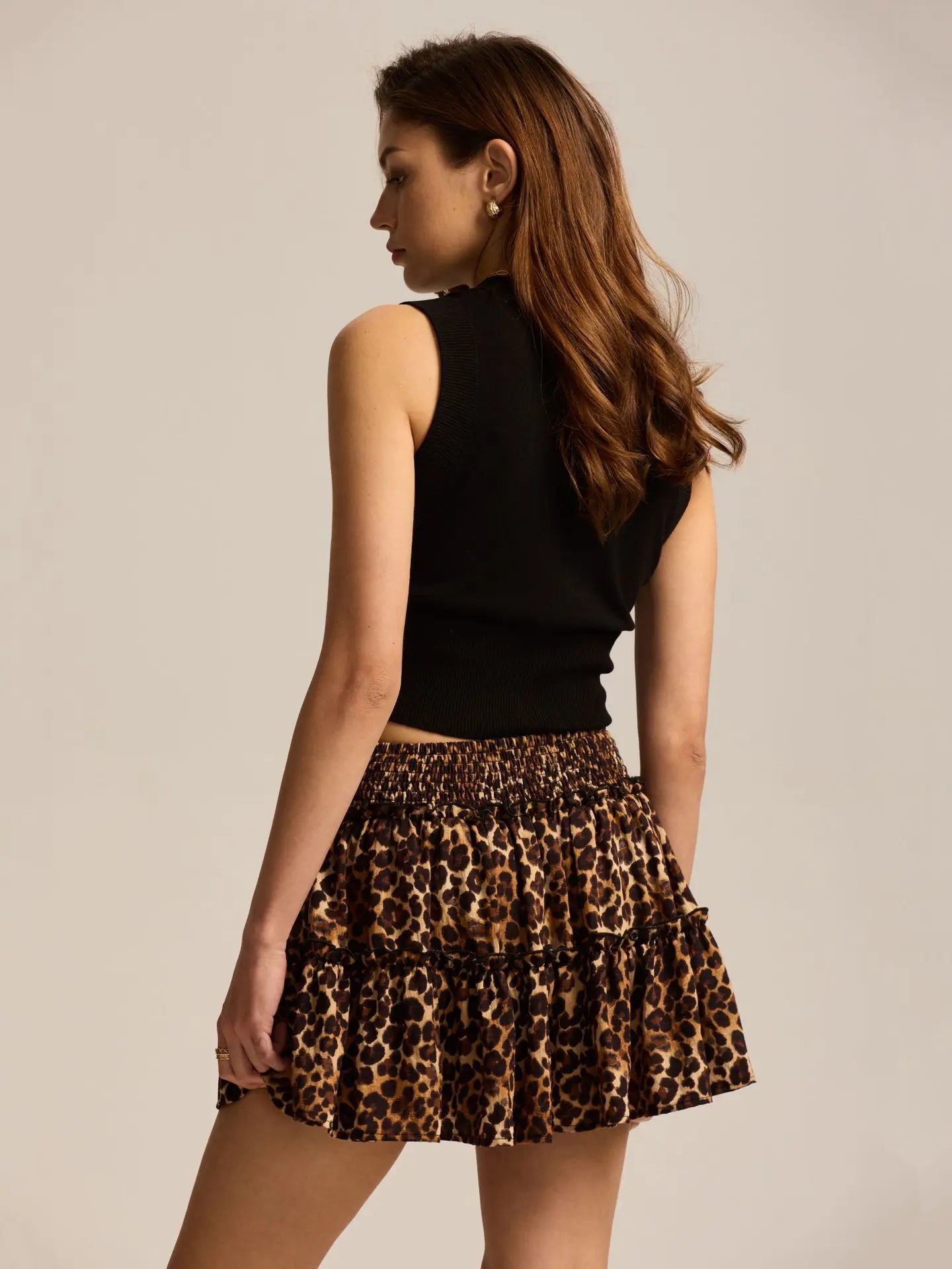 Viora Leopard Ruffle Skirt