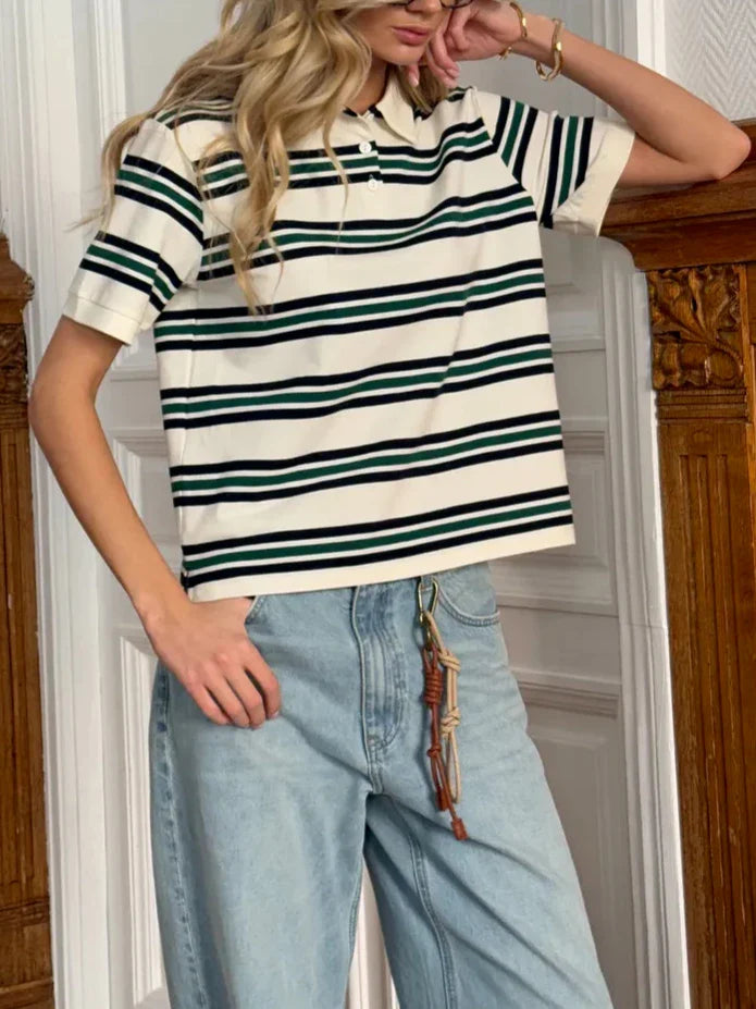 Noelle Stripe Polo Tee