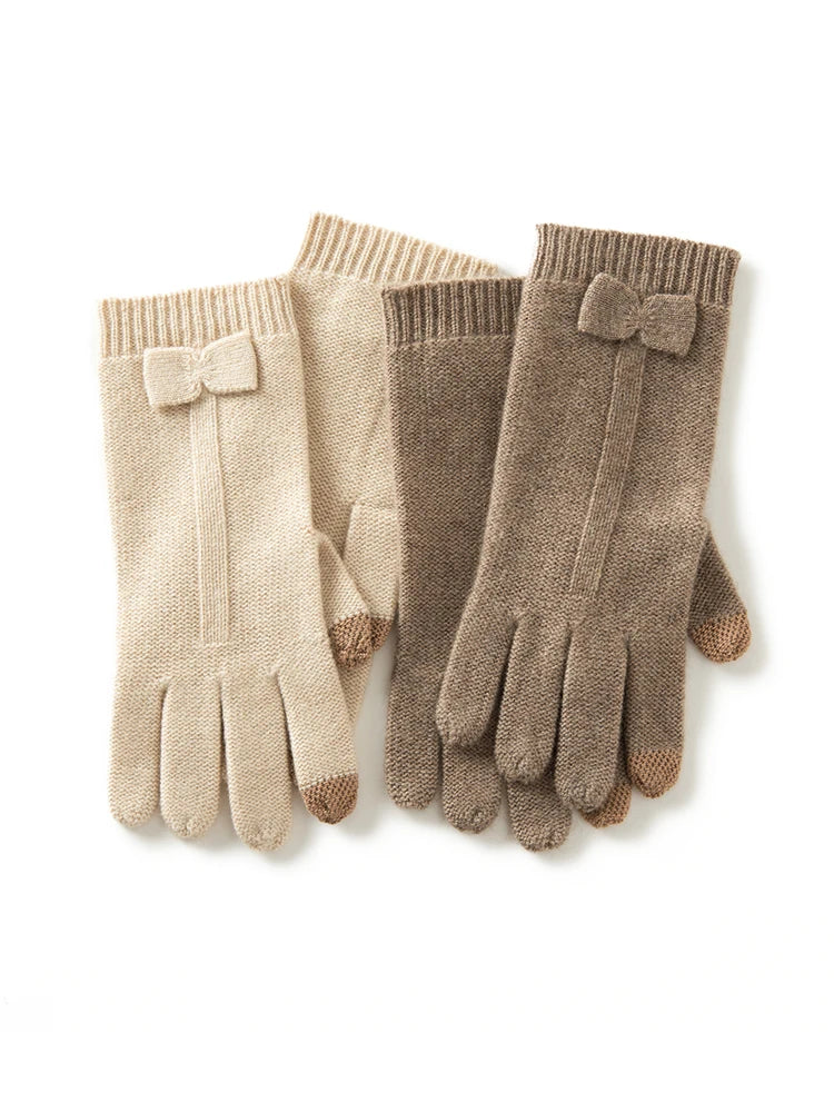 Bow Tied Cashmere Mittens