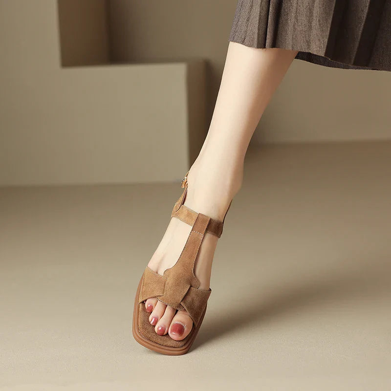 Mirea Suede T-Strap Sandals