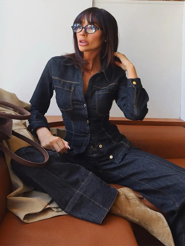 Marenza Button Denim Set