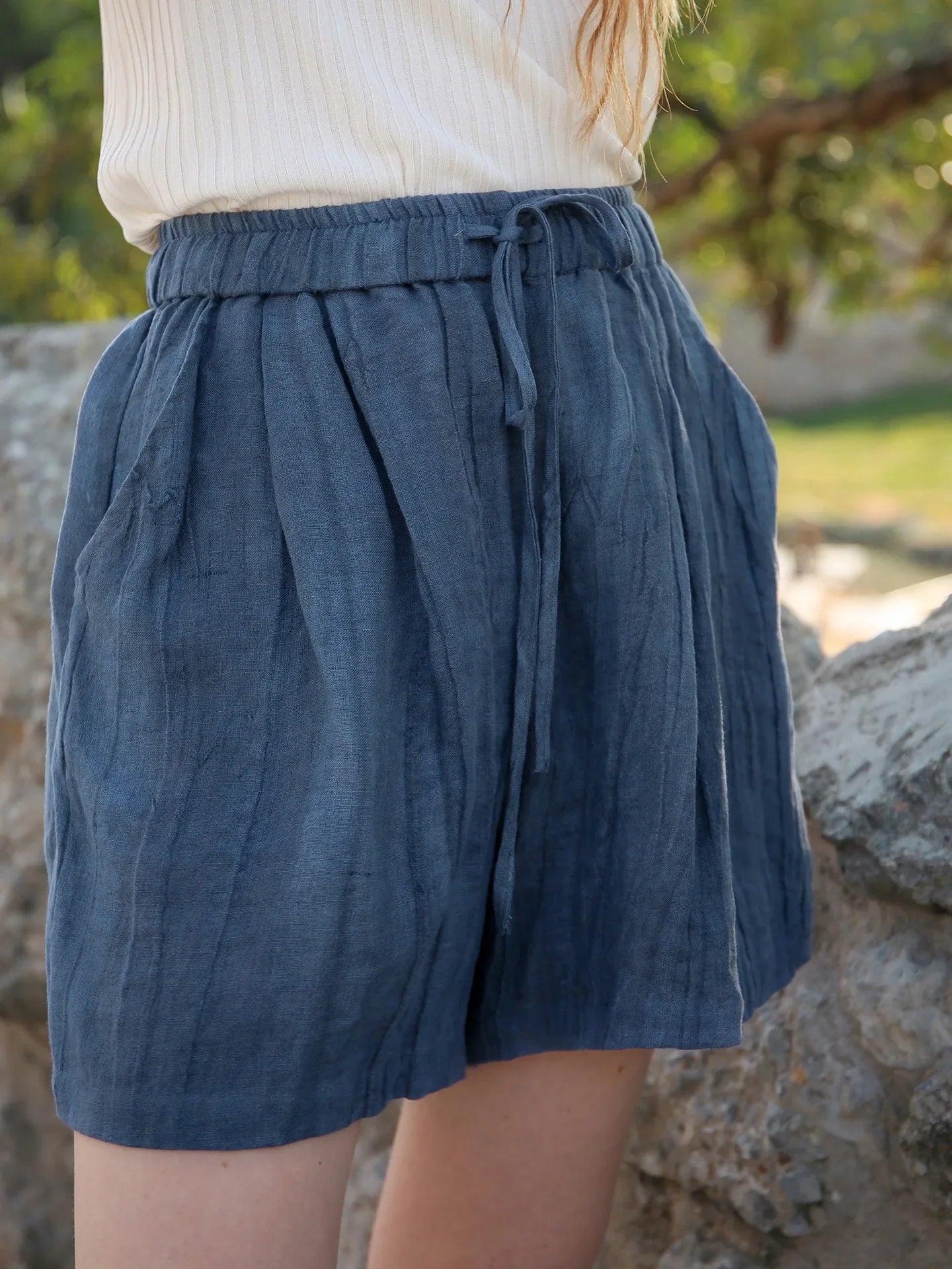 Olivia 100% Linen Summer Shorts
