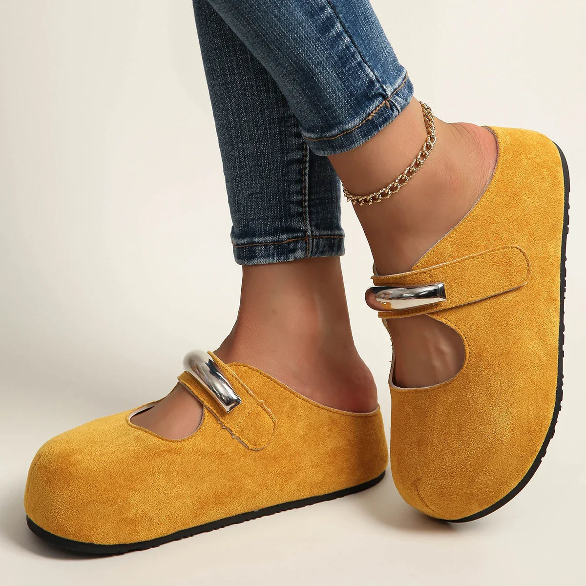 Marlowe Suede Buckle Mules