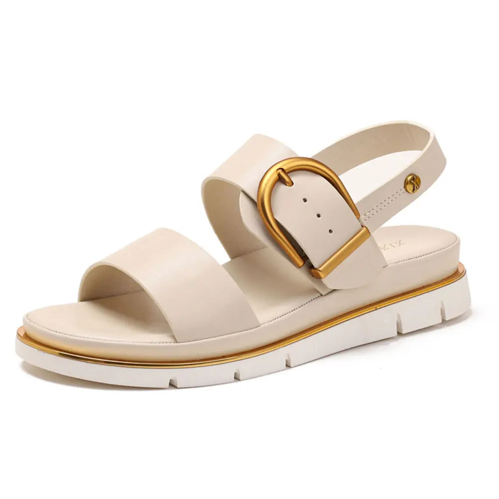 Valine Gold-Buckle Strap Sandals
