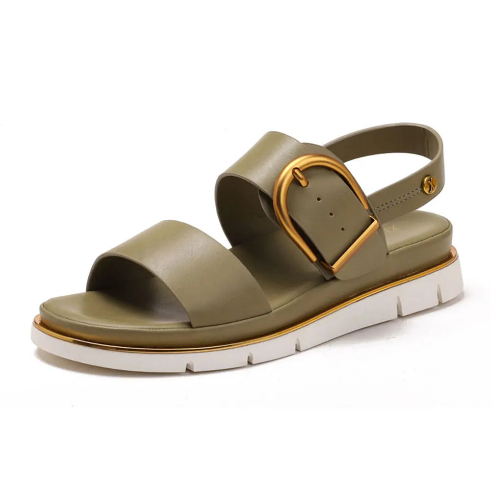 Valine Gold-Buckle Strap Sandals