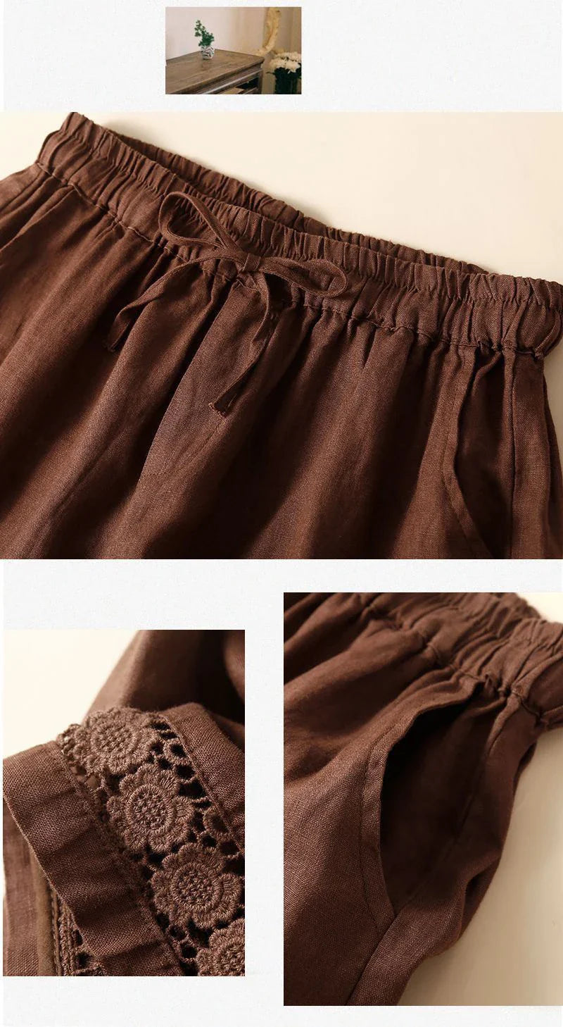 Lenora Embroidered Linen Shorts