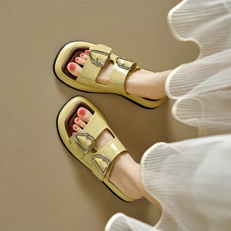 Selma Twin-Buckle Slide Sandals