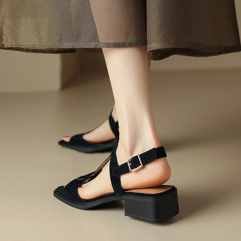Mirea Suede T-Strap Sandals