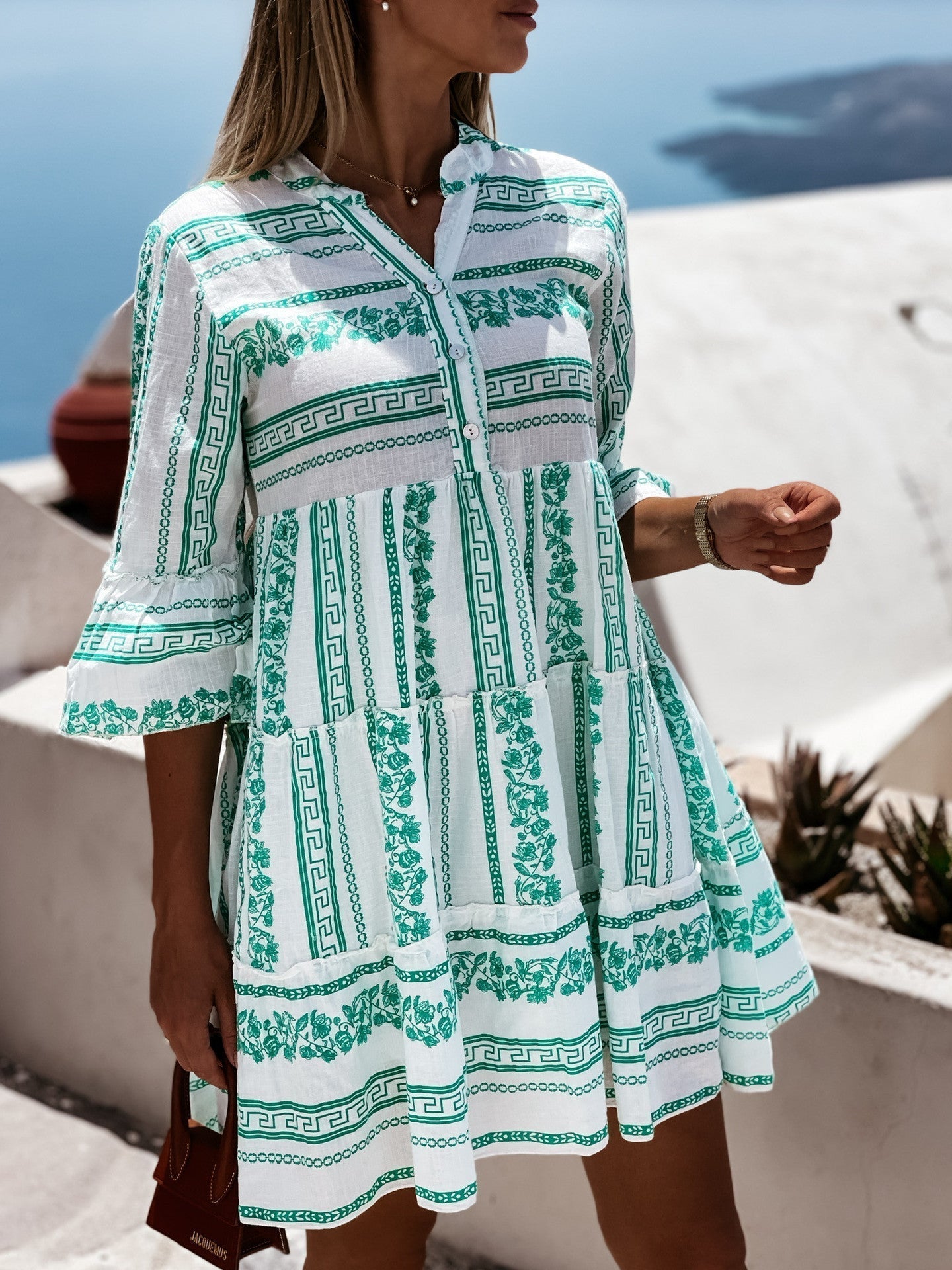 Jayden - Midi Summer Dress in Ibiza Boho Style with Buttons
