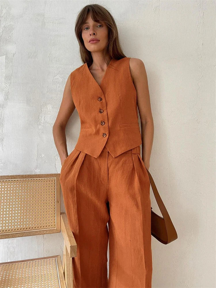 Marlowe Linen 100% Trouser Set