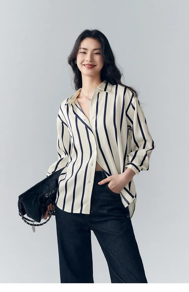 Maren Stripe Satin Blouse