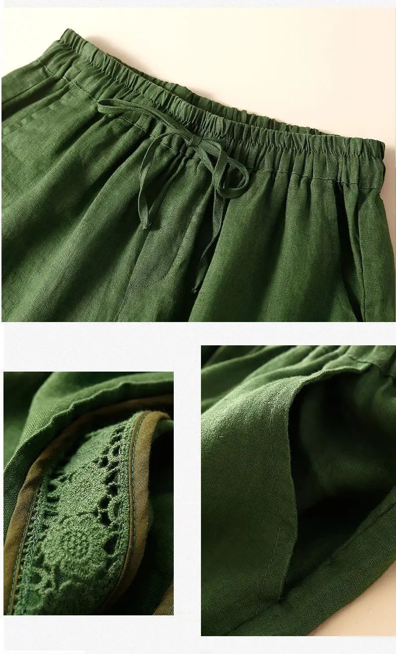 Lenora Embroidered Linen Shorts