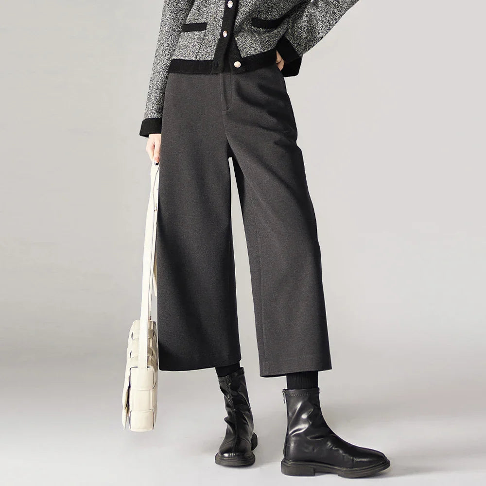 Autumn Woolen Wide Leg Pants