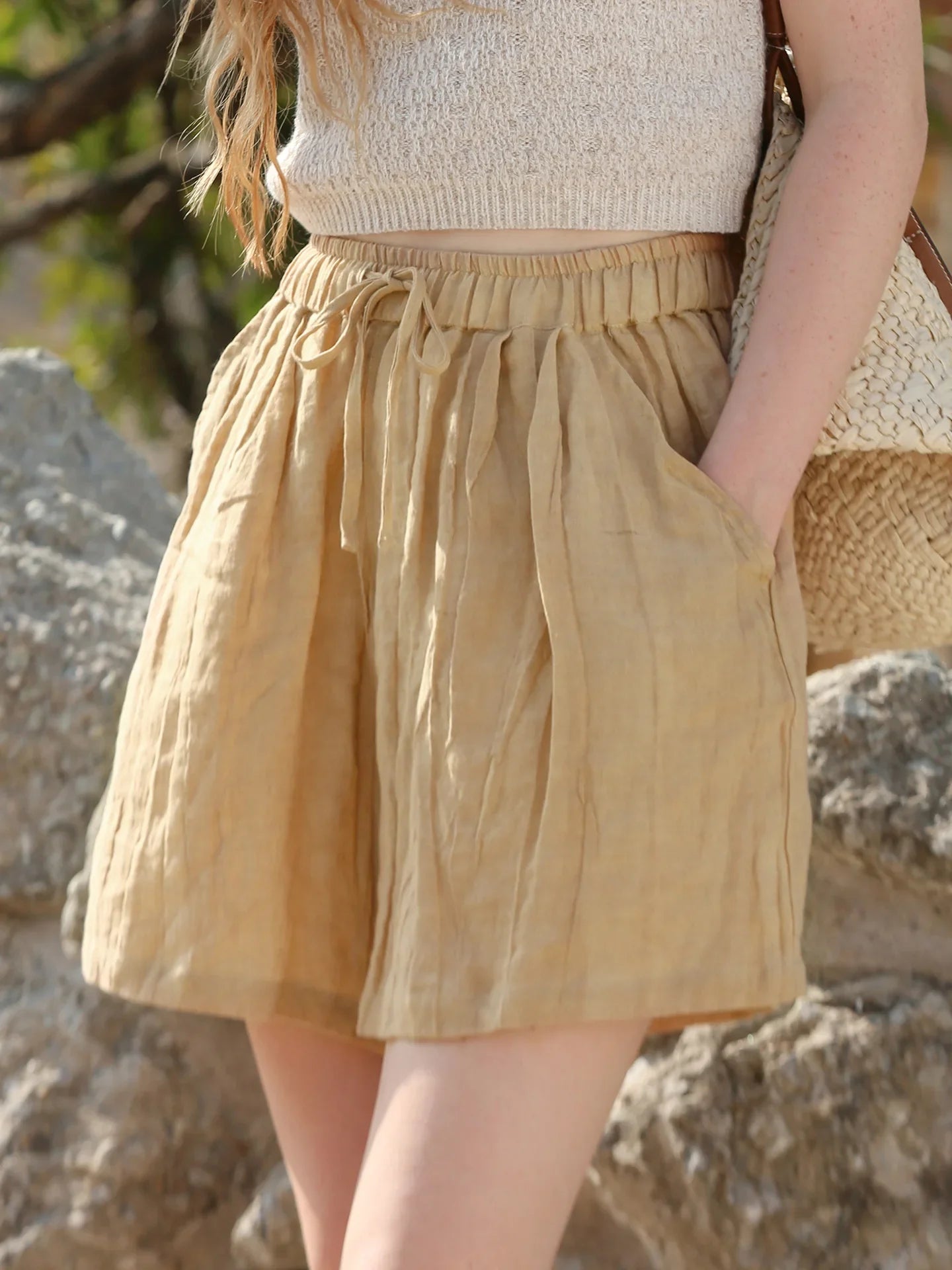 Olivia 100% Linen Summer Shorts