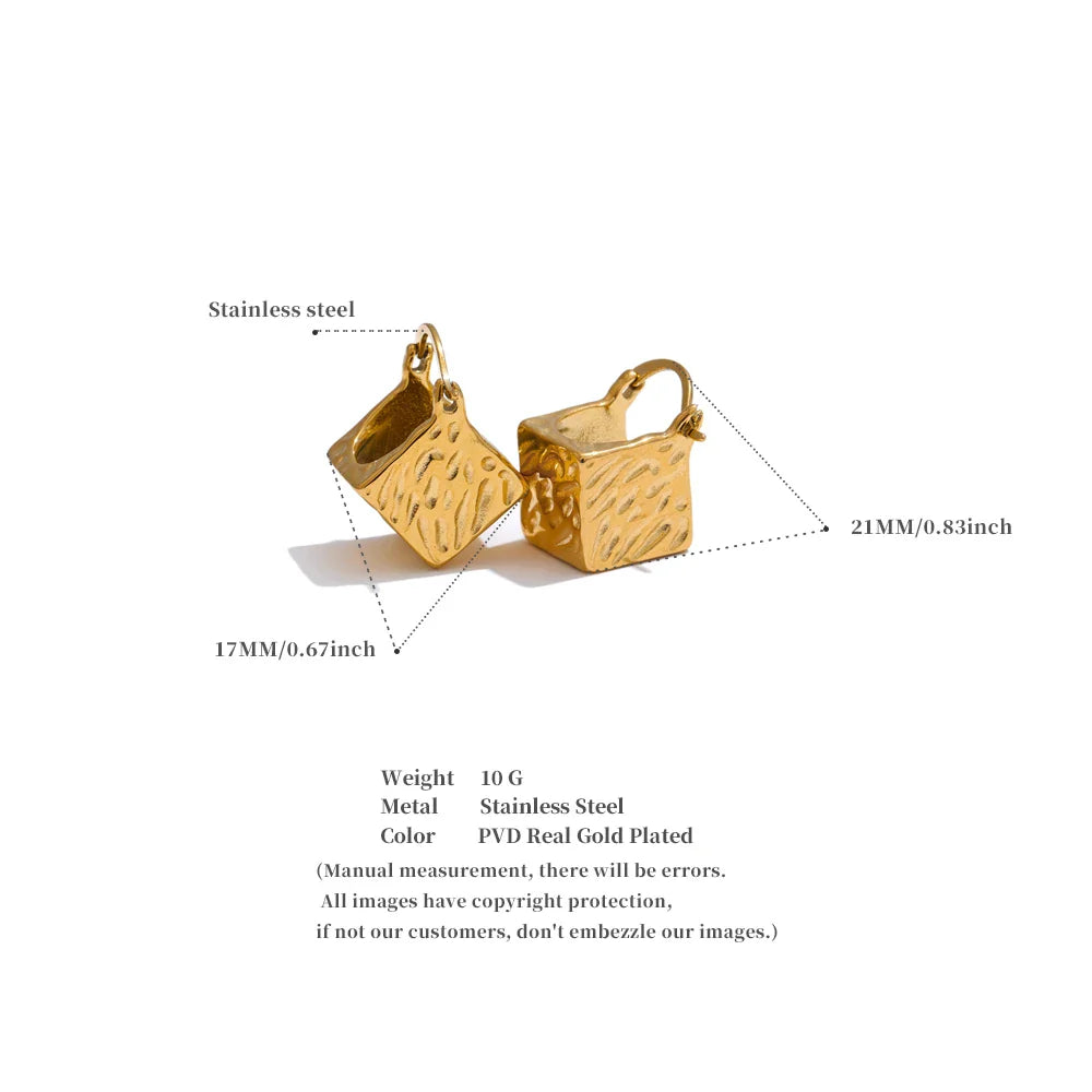 Valonne Gold Cube Hoop Earrings