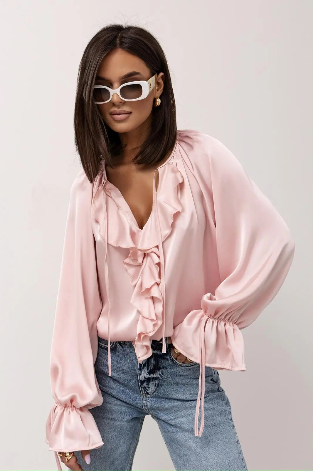 Liora Satin Ruffle Blouse