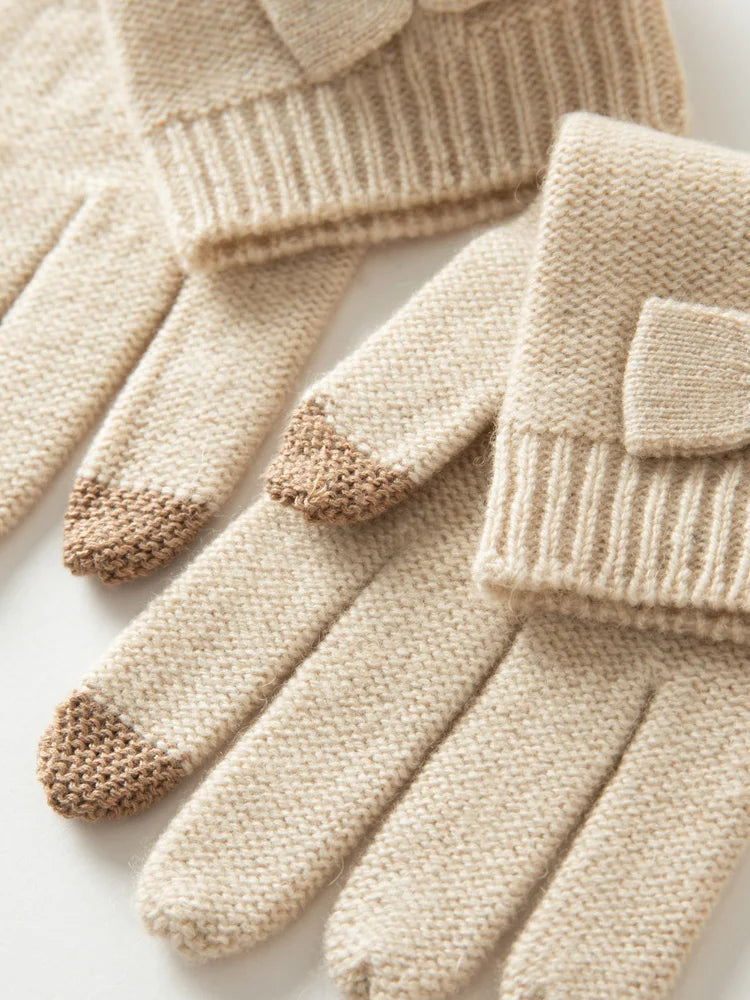 Bow Tied Cashmere Mittens