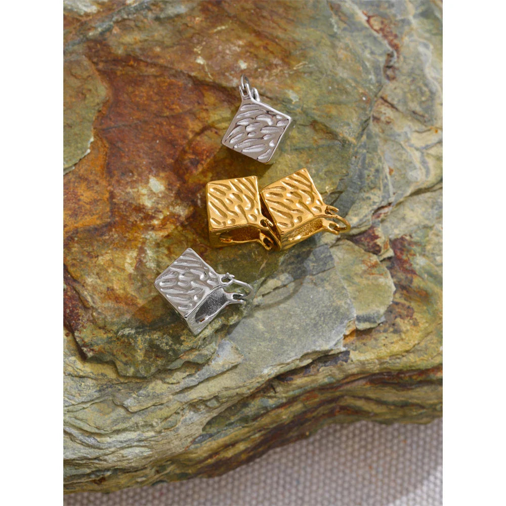 Valonne Gold Cube Hoop Earrings