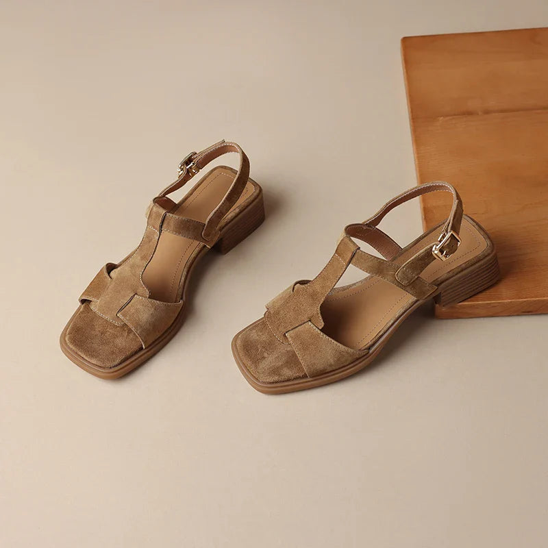 Mirea Suede T-Strap Sandals