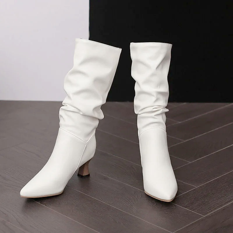 Serene Chic Mid-Calf Heel Boots