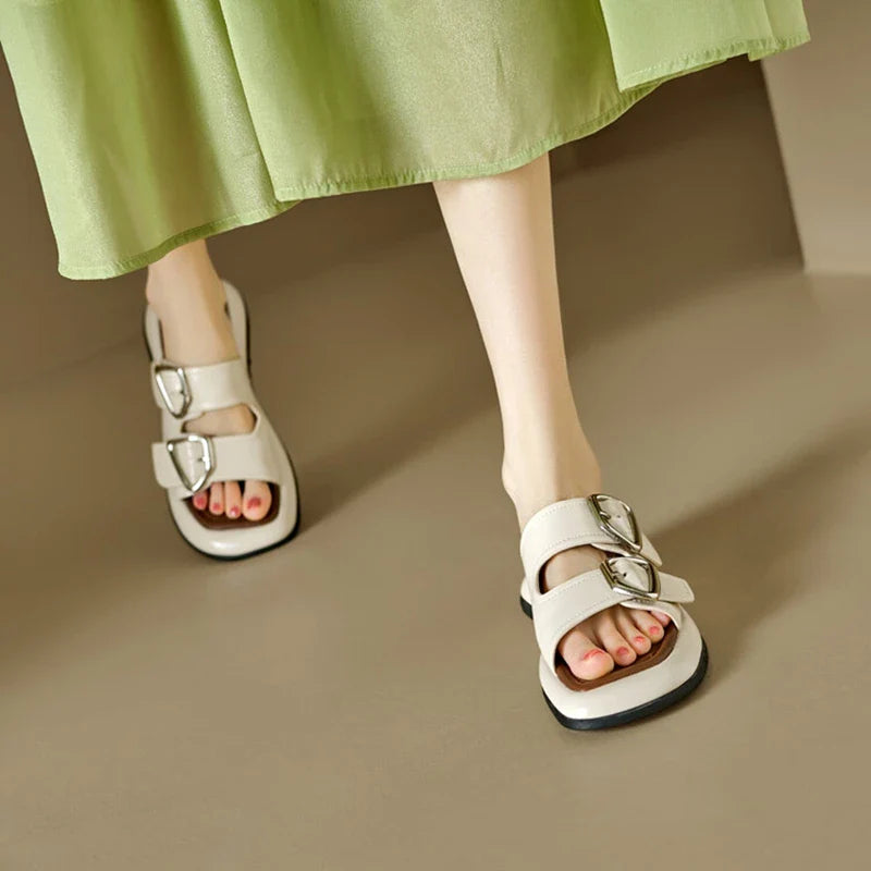 Selma Twin-Buckle Slide Sandals