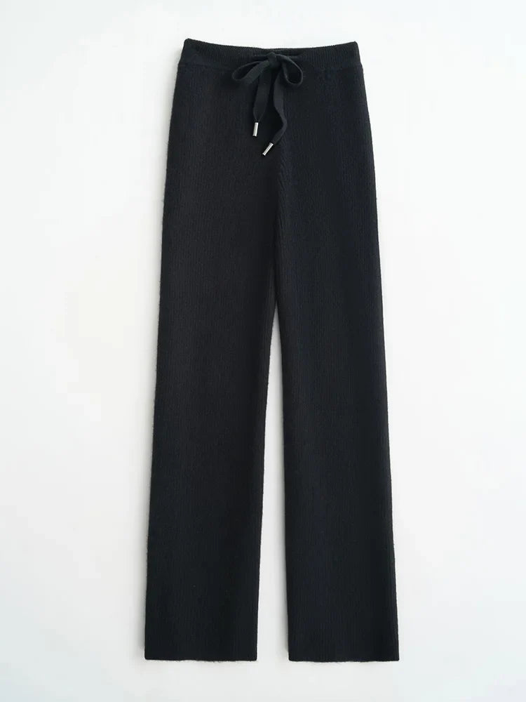 Wool Knitted Wide Leg Pants