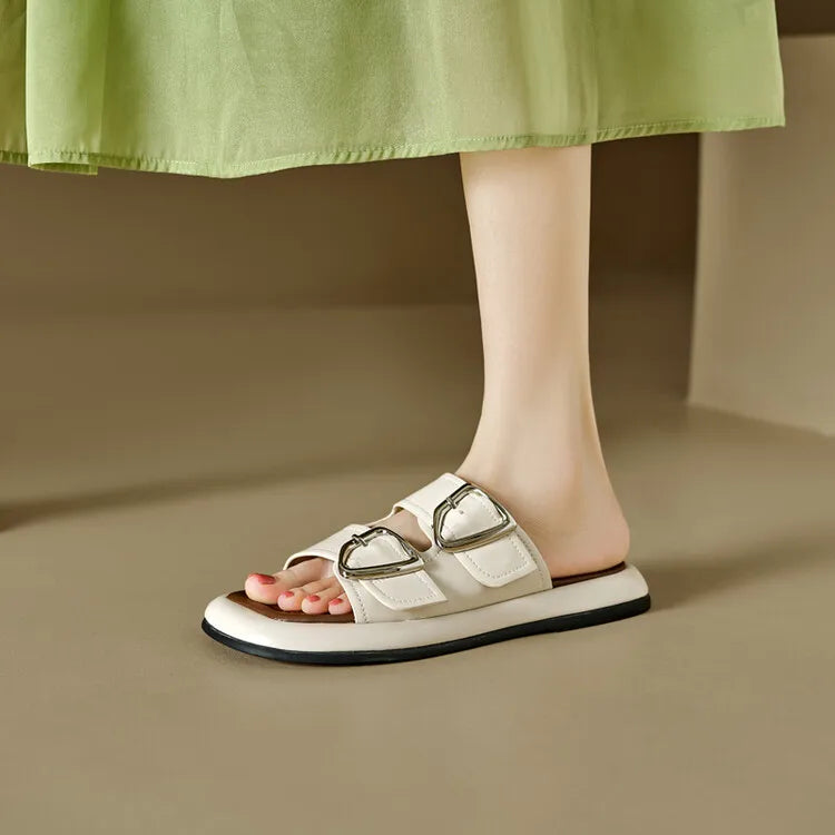 Selma Twin-Buckle Slide Sandals