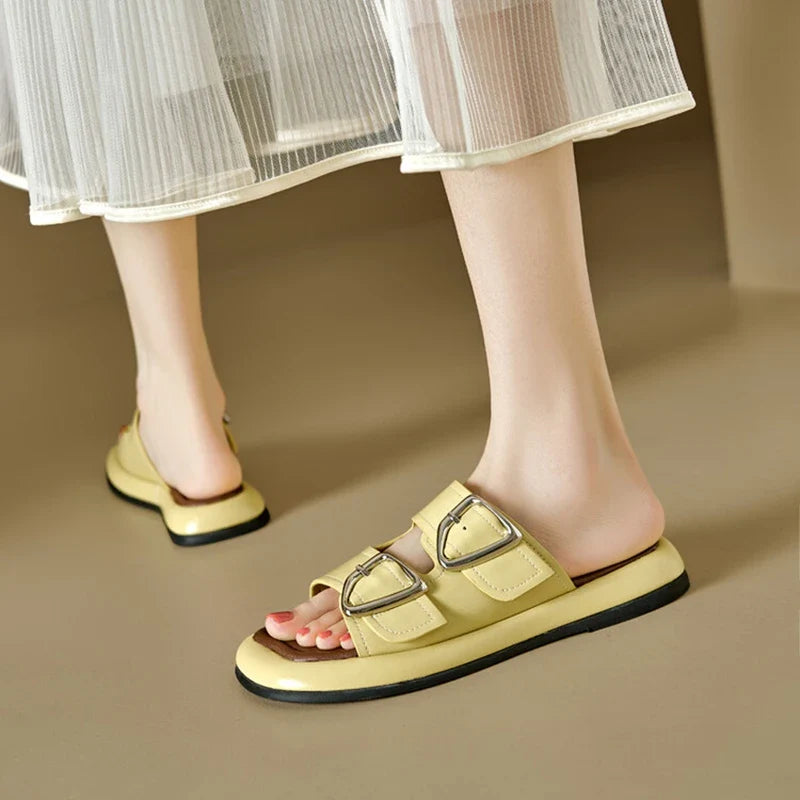 Selma Twin-Buckle Slide Sandals