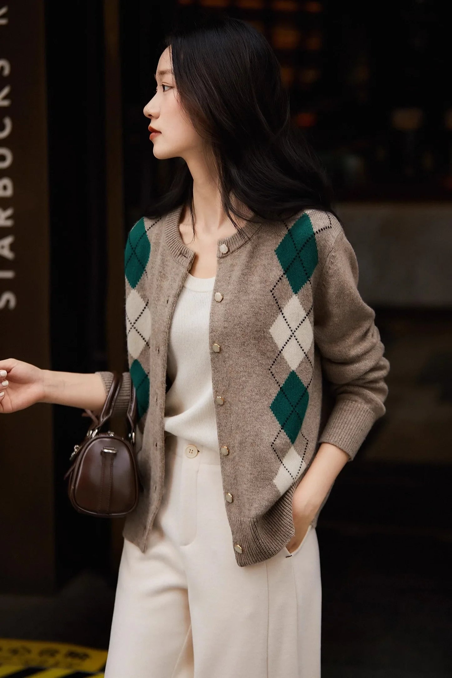 Elle Diamond Cashmere Cardigan