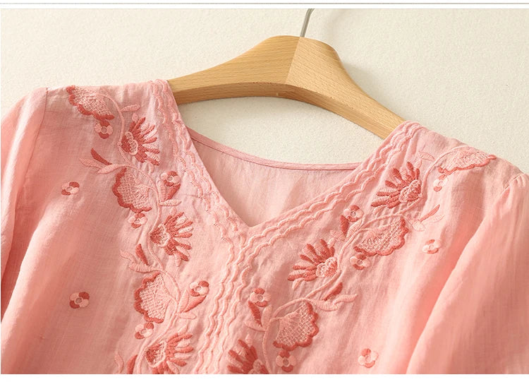 Eloria V-Neck Cotton Blouse