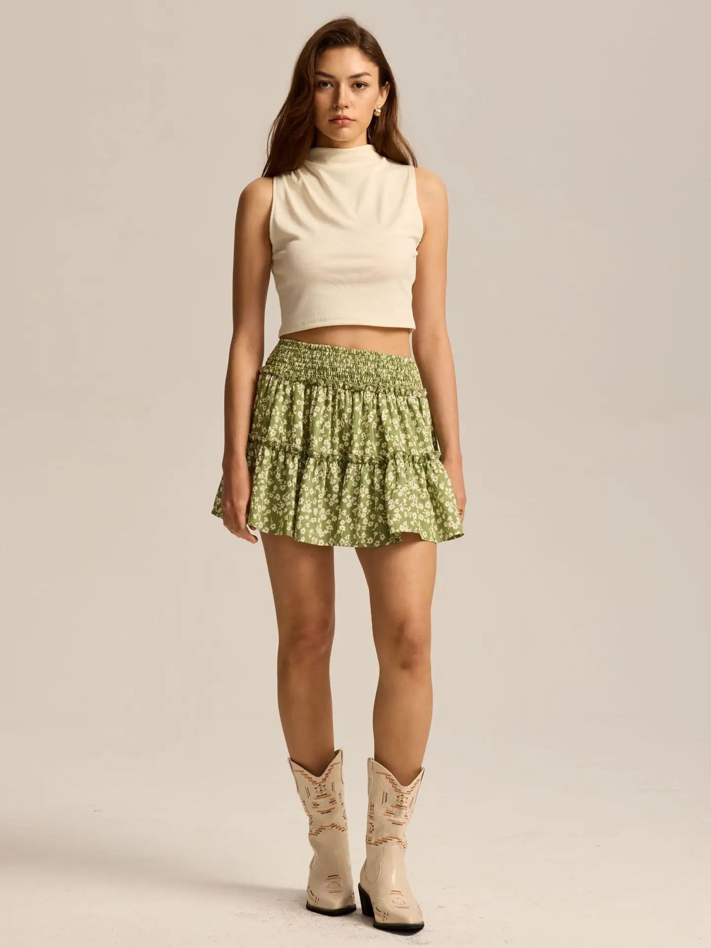 Viora Leopard Ruffle Skirt