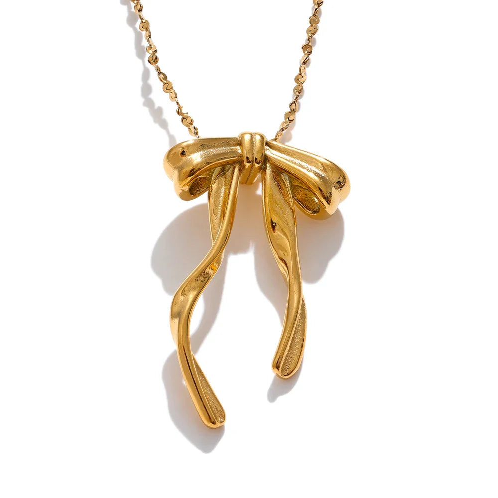 Coquette Drop Bow Necklace