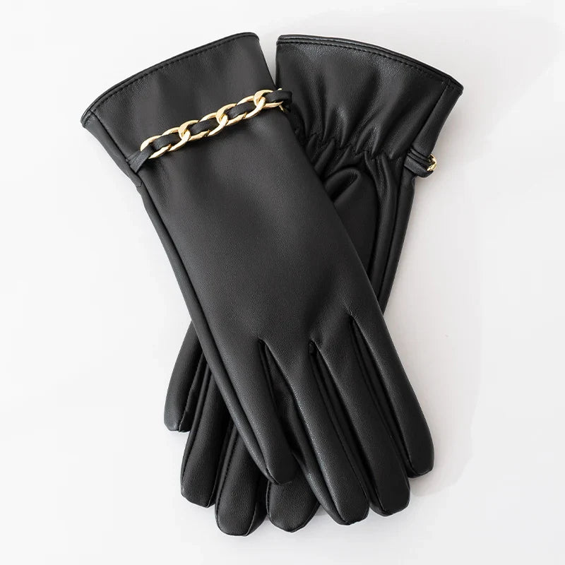 Chain Leather Touch Gloves