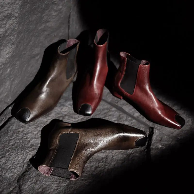 Redmond Square-Toe Leather Boots