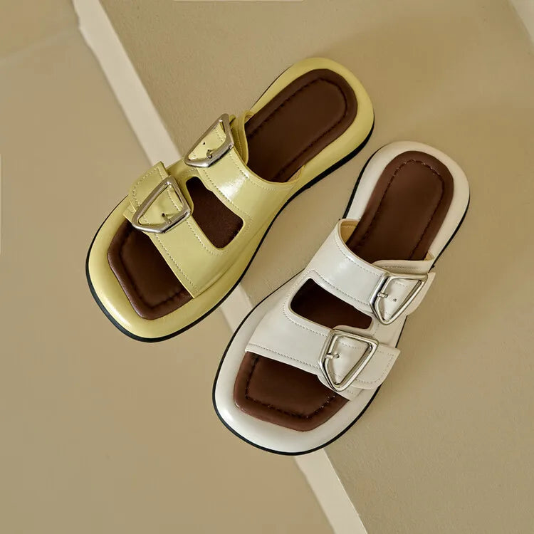 Selma Twin-Buckle Slide Sandals