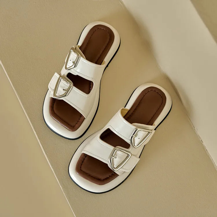Selma Twin-Buckle Slide Sandals