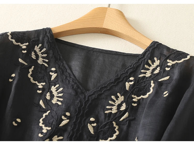 Eloria V-Neck Cotton Blouse