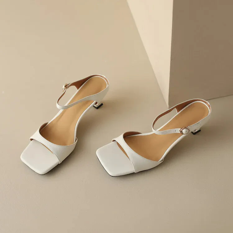 Rosa Belle Leather Heel Mules