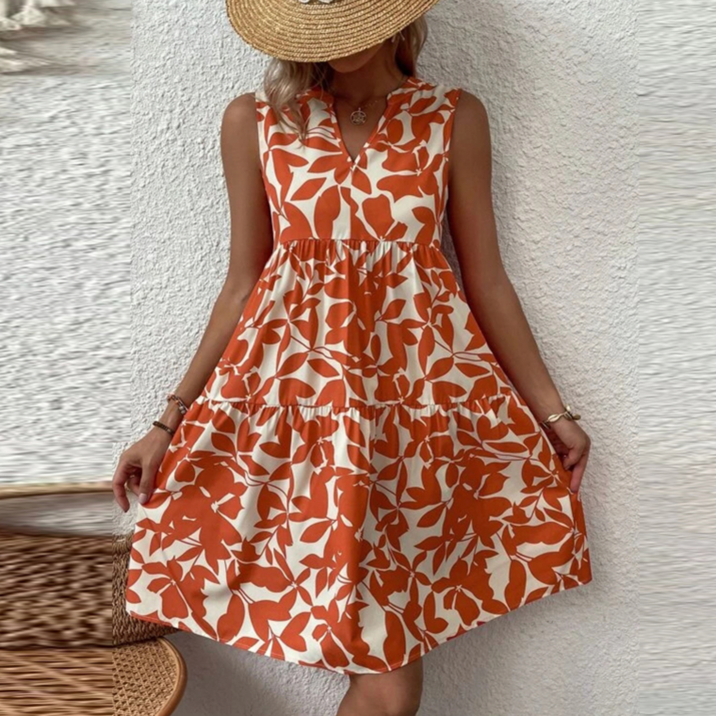 Gabrielle - Midi summer dress with boho floral pattern