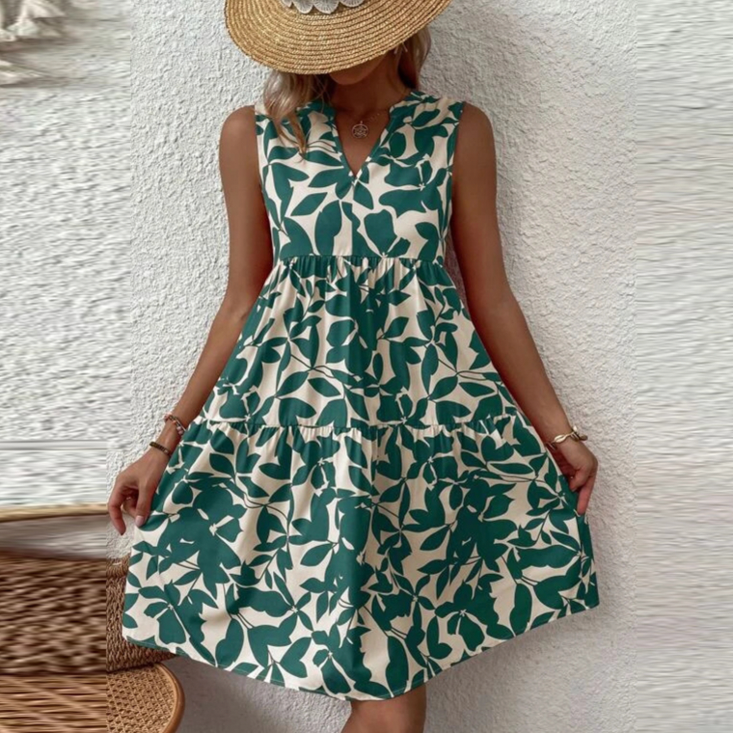 Gabrielle - Midi summer dress with boho floral pattern