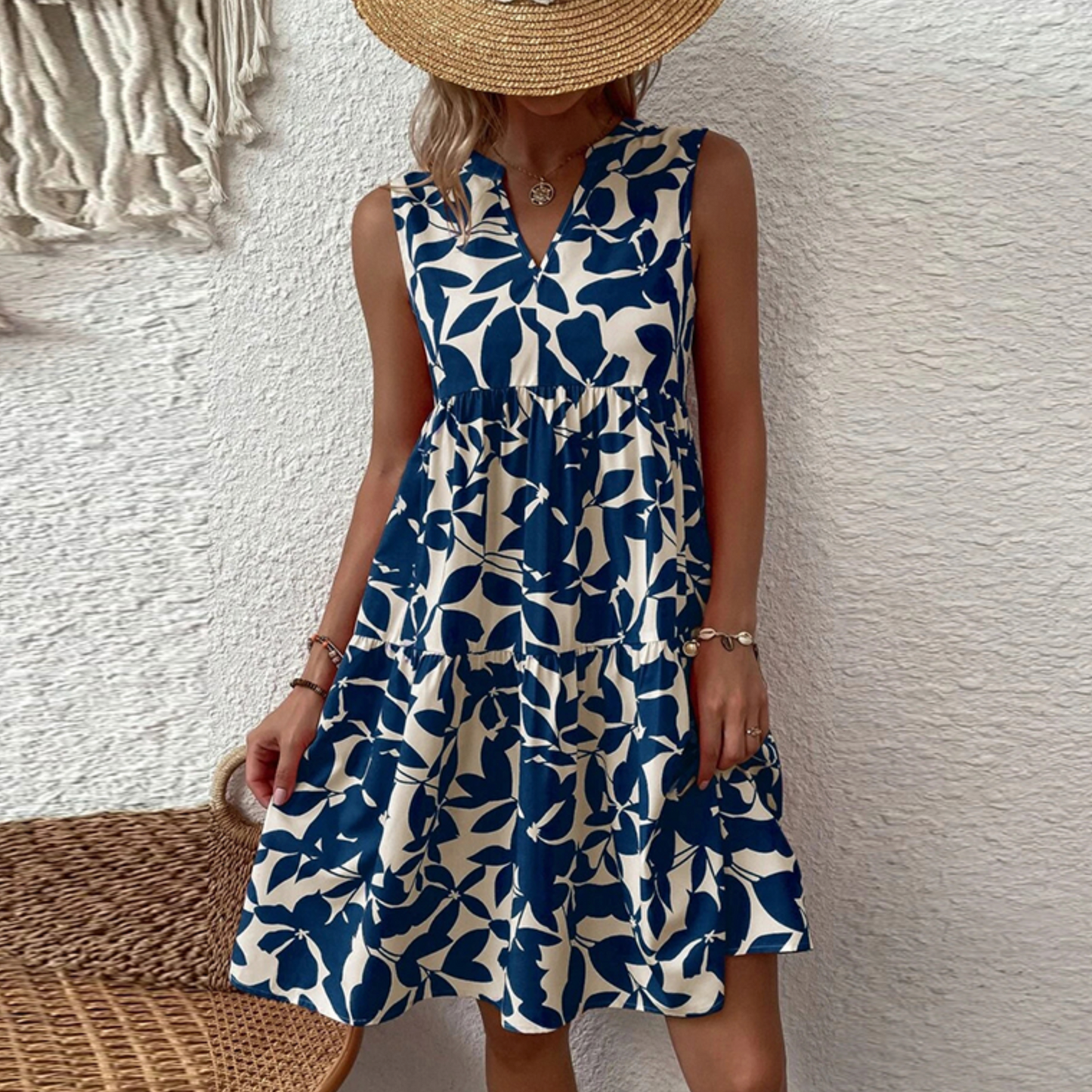 Gabrielle - Midi summer dress with boho floral pattern